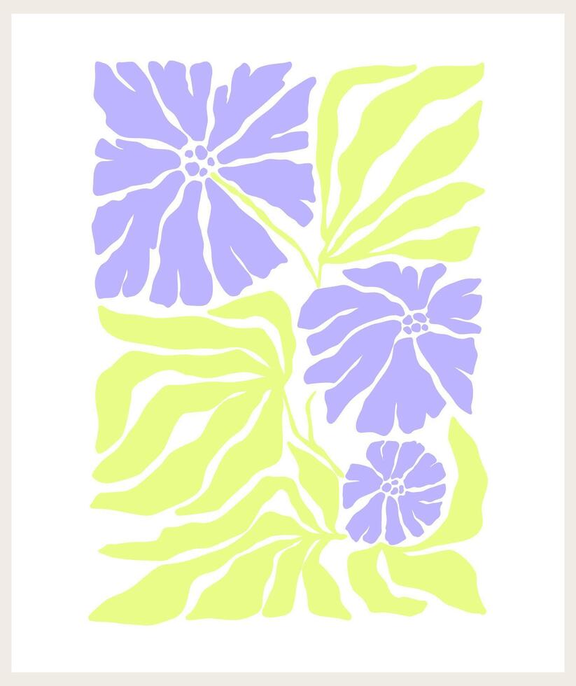 abstrait sensationnel floral affiche y2k. moderne branché minimaliste style. main tiré pour fond d'écran, mur décor, tissu, carte postale, couverture, modèle, bannière. vecteur