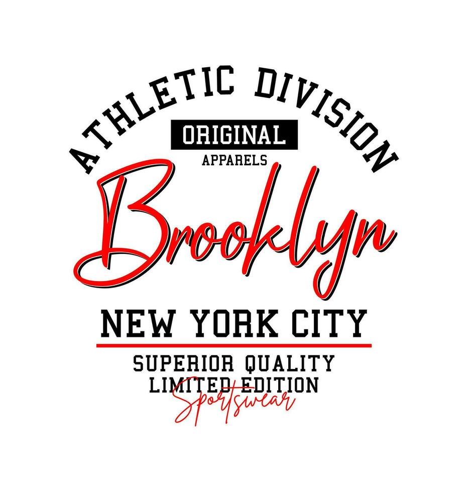 athlétique Brooklyn typographie, pour impression sur t chemises etc. vecteur