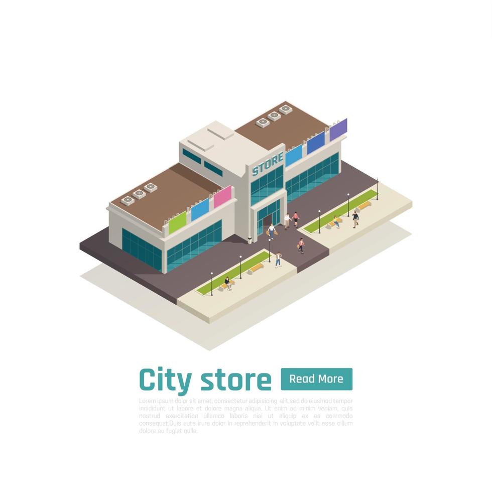 illustration vectorielle de composition de centre commercial de centre commercial de magasin isométrique vecteur