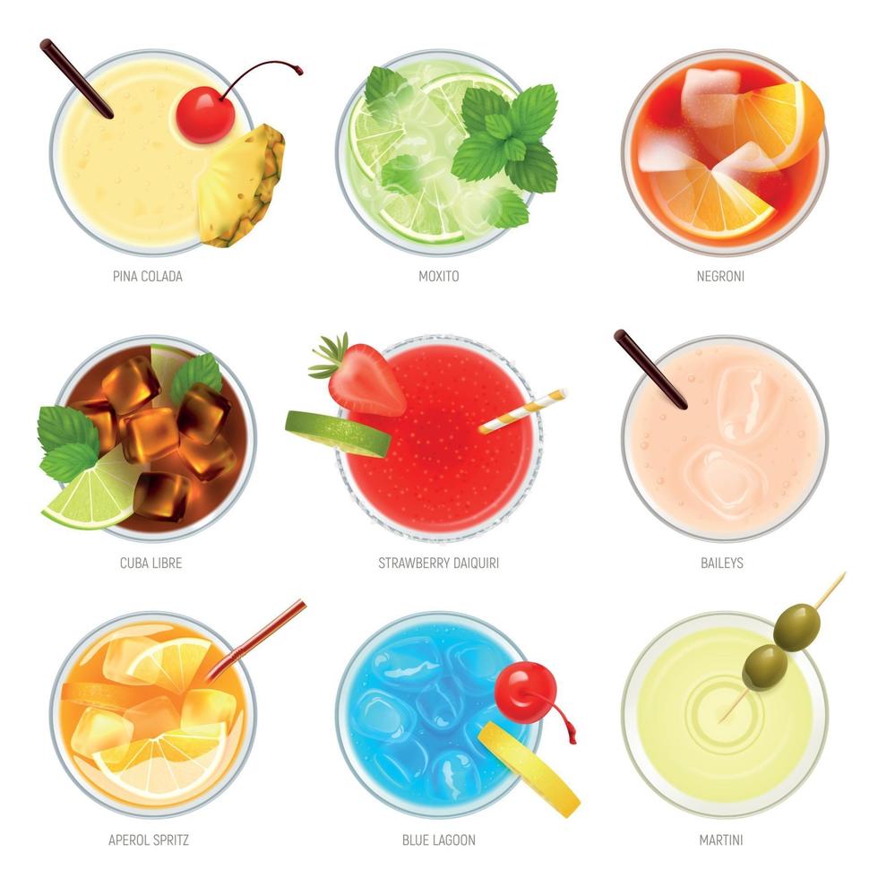 illustration vectorielle de cocktails haut de gamme collection réaliste vecteur