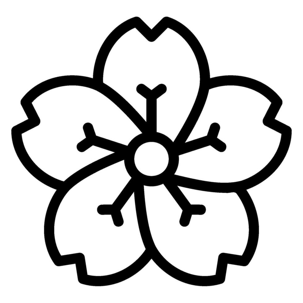 icône de ligne de fleur de cerisier vecteur