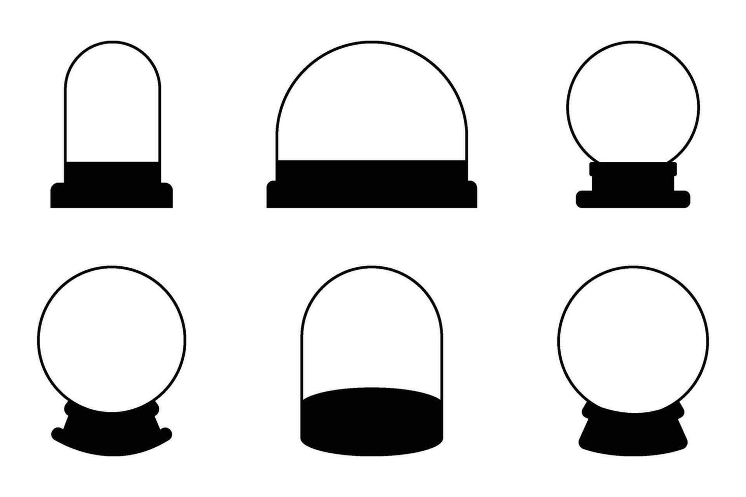 ensemble neige globe dans noir. hiver, Noël, et Nouveau année conception éléments vecteur