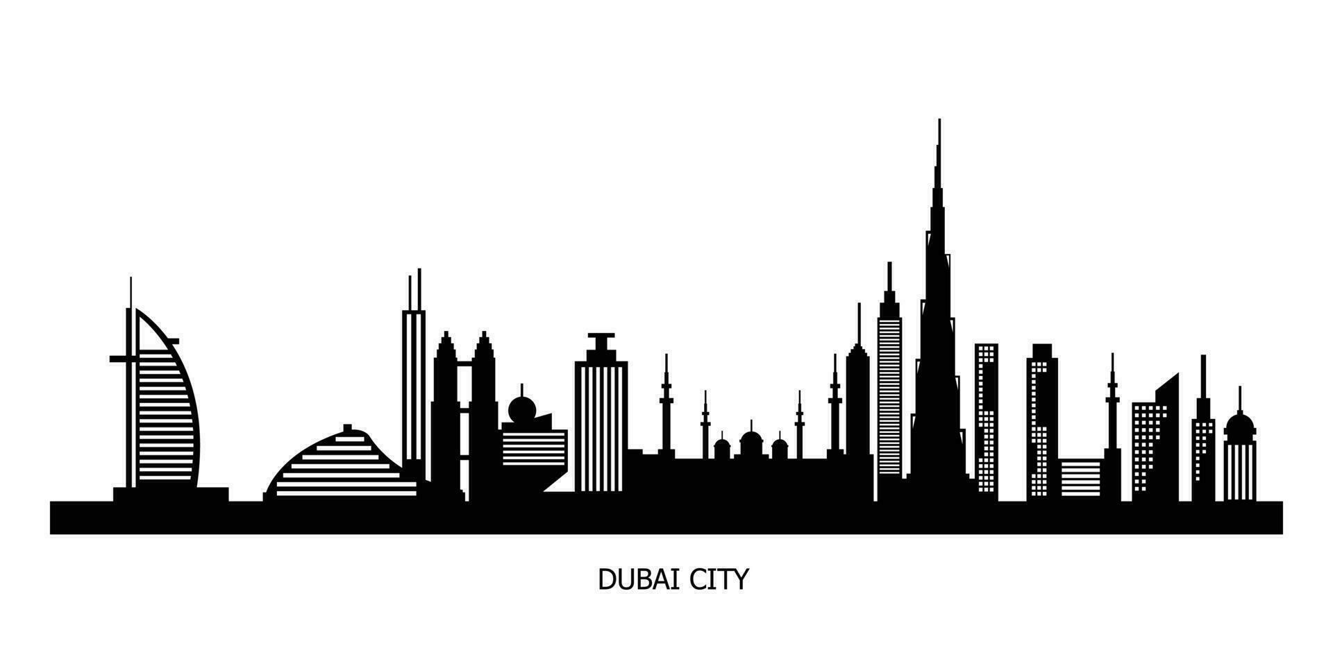 Dubai ville horizon silhouette. vecteur illustration.