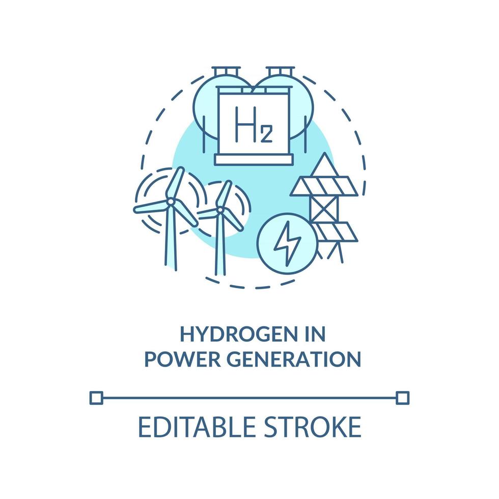 L'hydrogène dans l'icône du concept de production d'électricité vecteur
