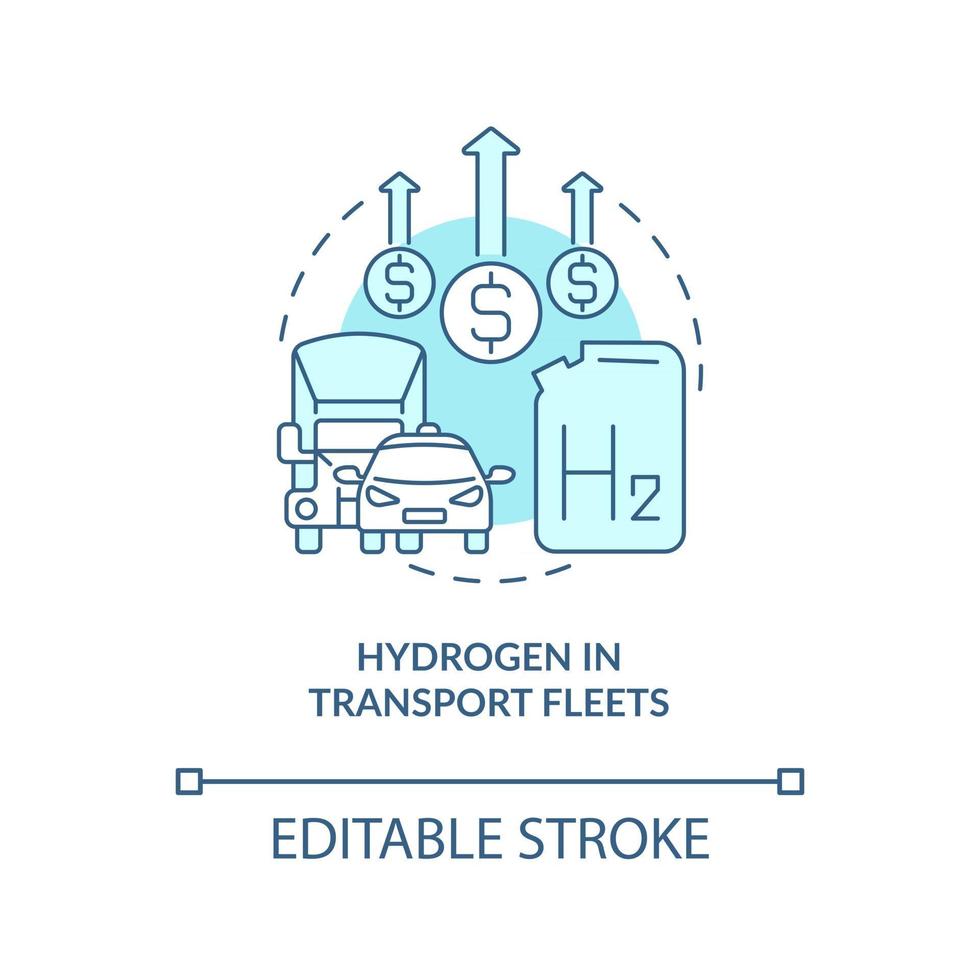 L'hydrogène dans l'icône de concept de flottes de transport vecteur