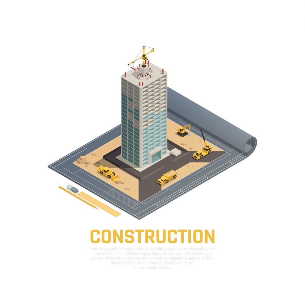 illustration vectorielle de construction bannière isométrique vecteur