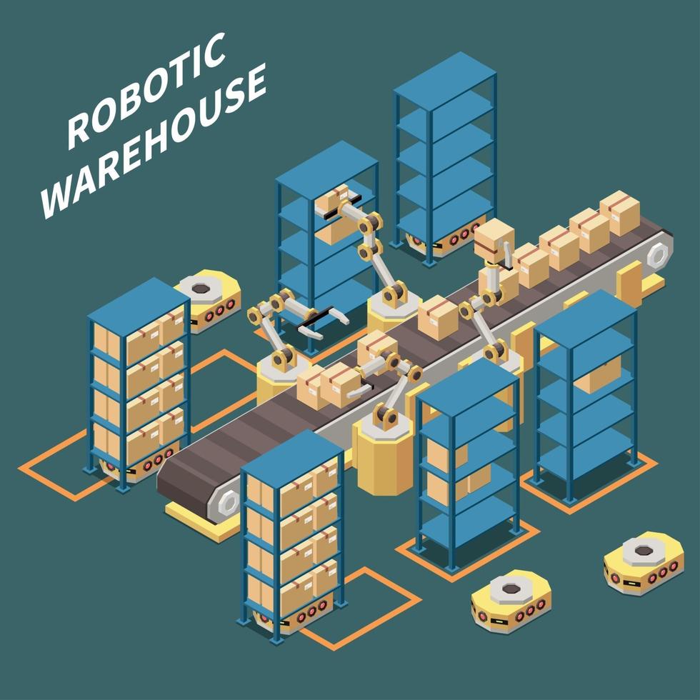 illustration vectorielle de composition isométrique entrepôt vecteur
