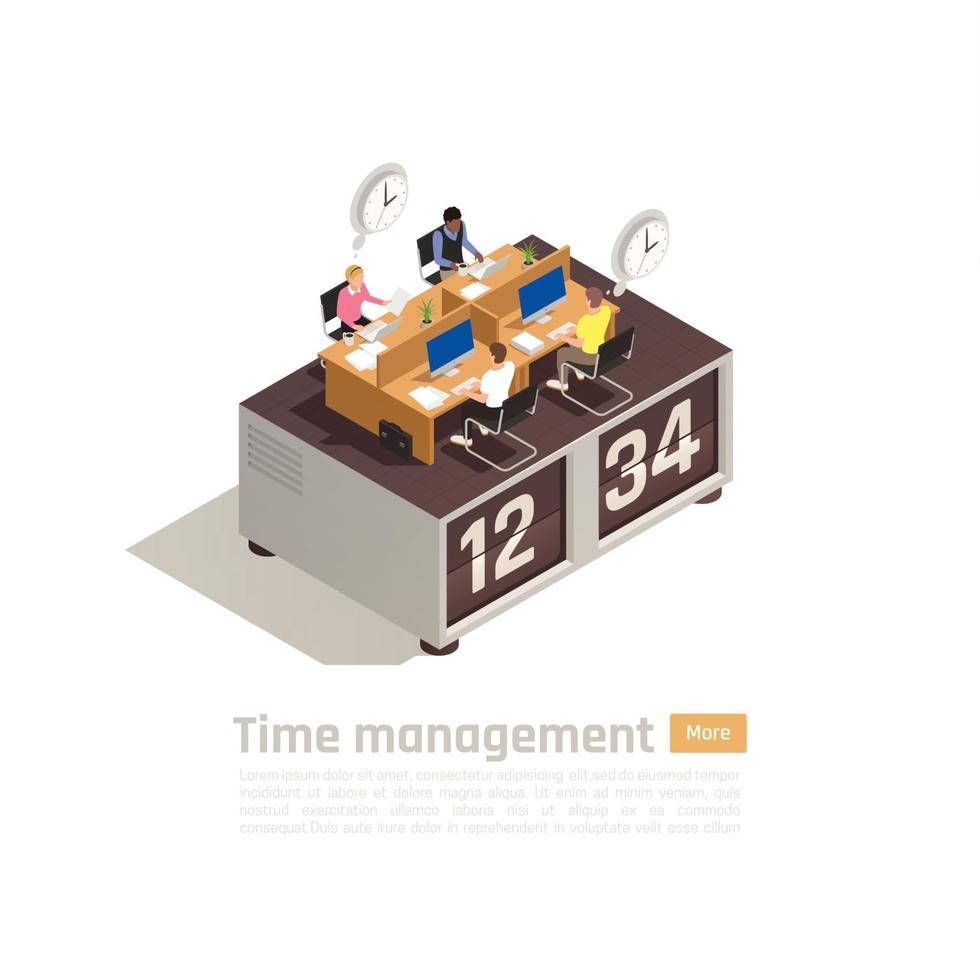 illustration vectorielle de conception de page web de gestion du temps vecteur
