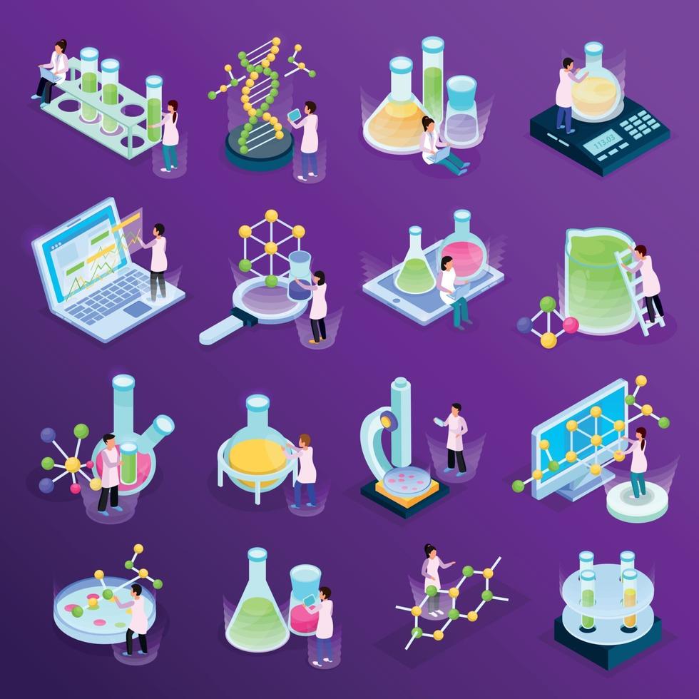 science isométrique icon set vector illustration