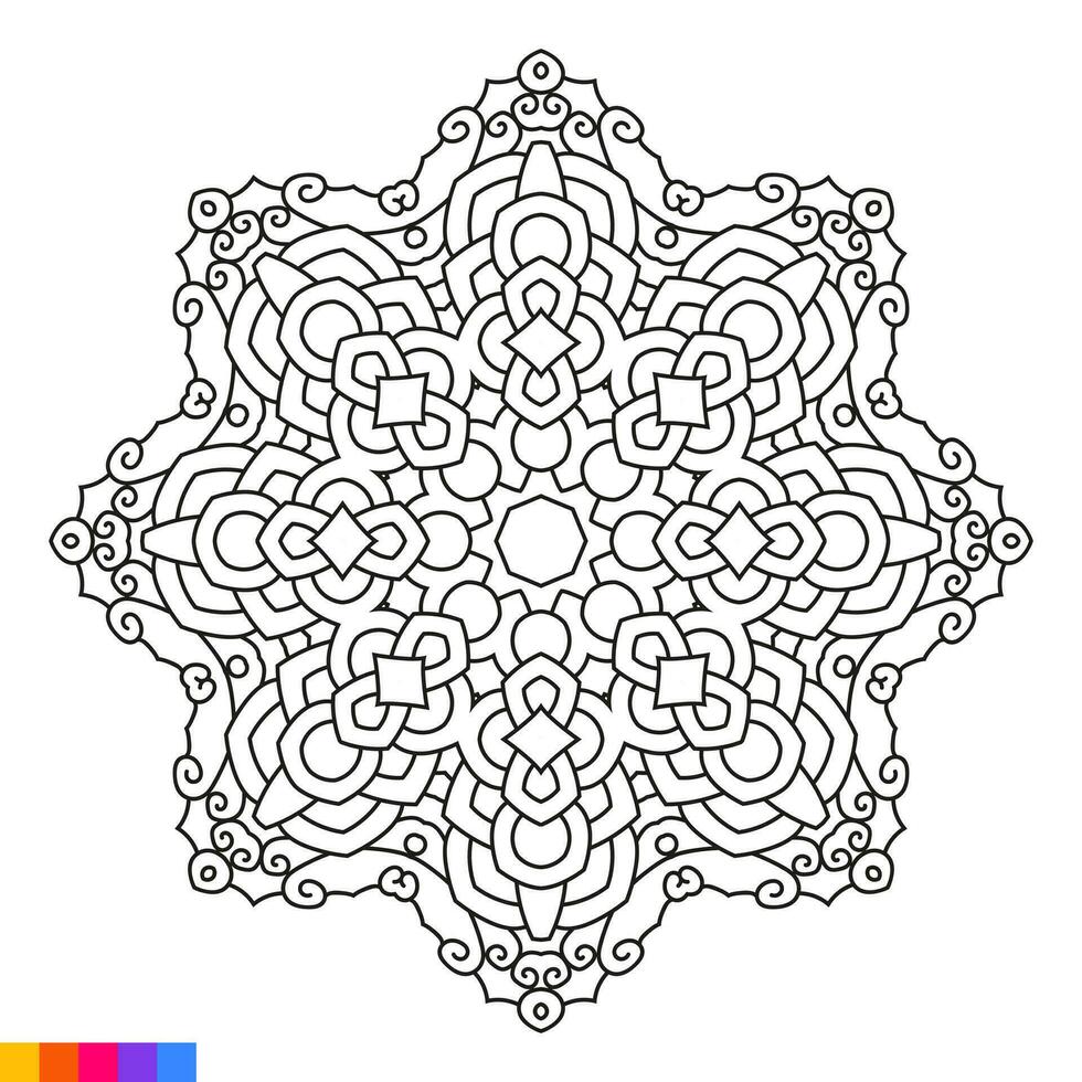 mandala art pour coloration livre. nettoyer décoratif rond ornement. Oriental modèle, vecteur illustration coloration livre page. circulaire modèle dans forme de mandala pour henné, Mehndi, tatouage, décoration.