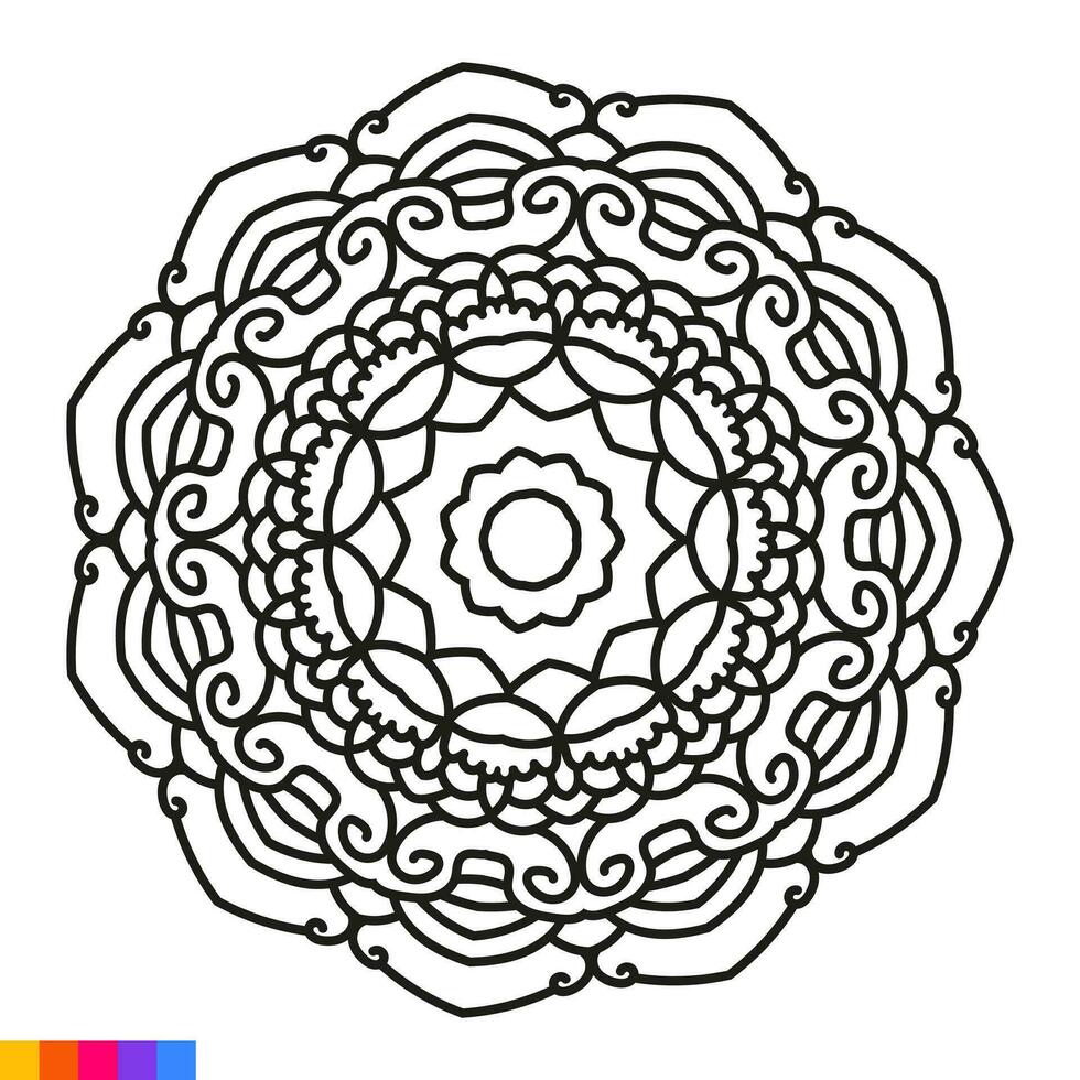 mandala art pour coloration livre. nettoyer décoratif rond ornement. Oriental modèle, vecteur illustration coloration livre page. circulaire modèle dans forme de mandala pour henné, Mehndi, tatouage, décoration.