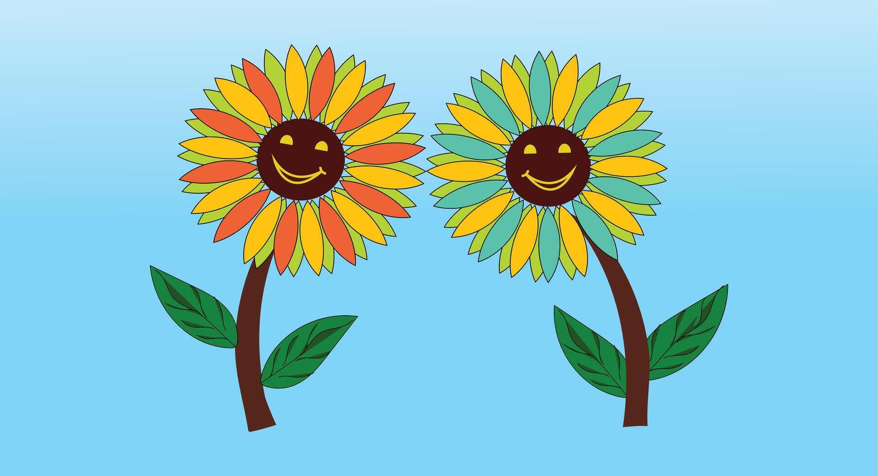 mignonne tournesol content visage illustration vecteur