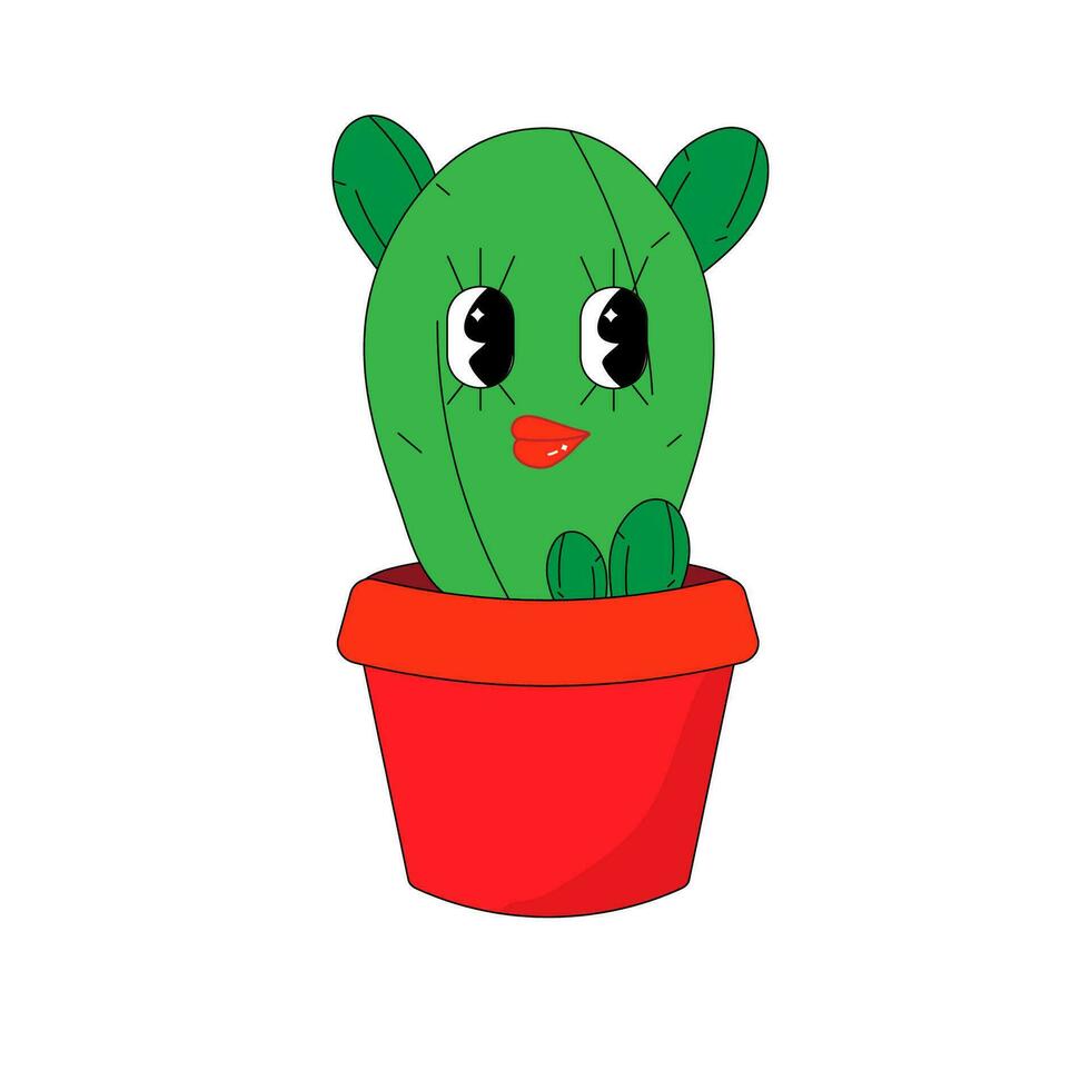 sensationnel mis en pot cactus. psychédélique personnage vivre mignonne vecteur