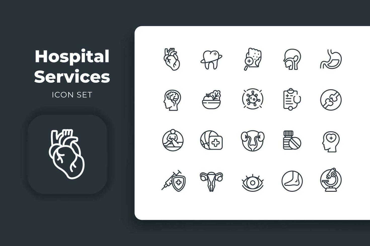 direct hôpital prestations de service icône conception ensemble vecteur