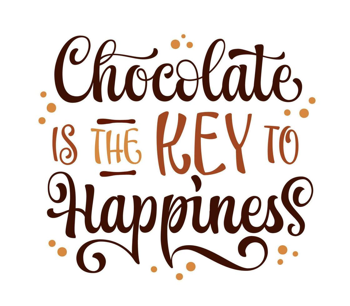 inspirant moderne calligraphie caractères phrase, Chocolat est le clé à Bonheur. isolé vecteur typographie conception élément dans une Chocolat thème. promotion modèle citation pour la toile, impressions, mode
