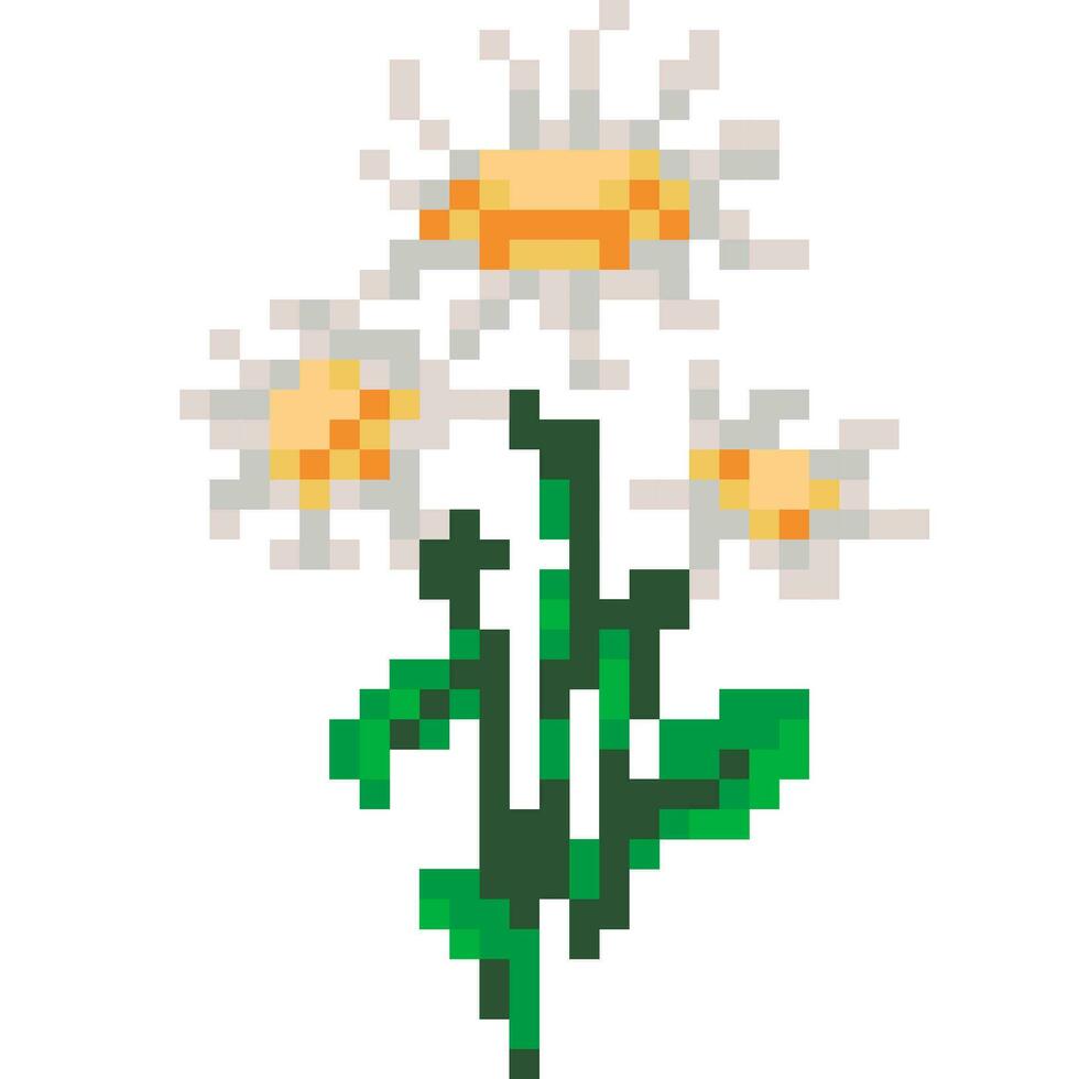 fleur dessin animé icône dans pixel style. vecteur