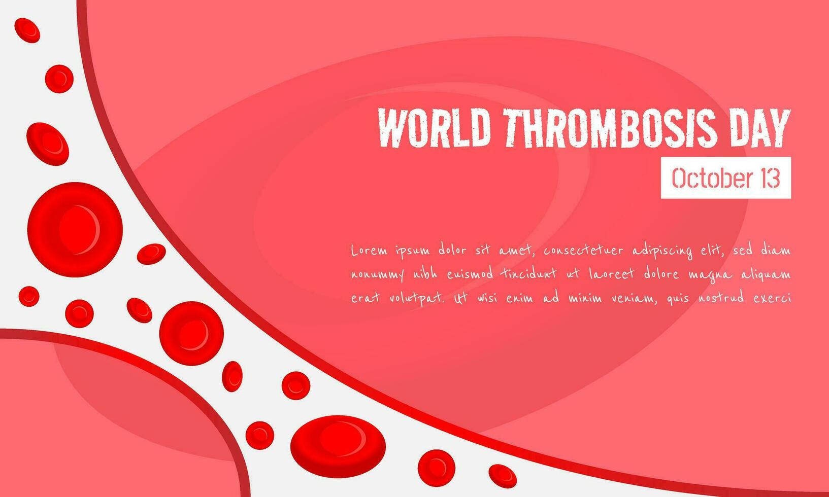 monde thrombose journée modèle avec plaquettes couler dans le du sang navires vecteur