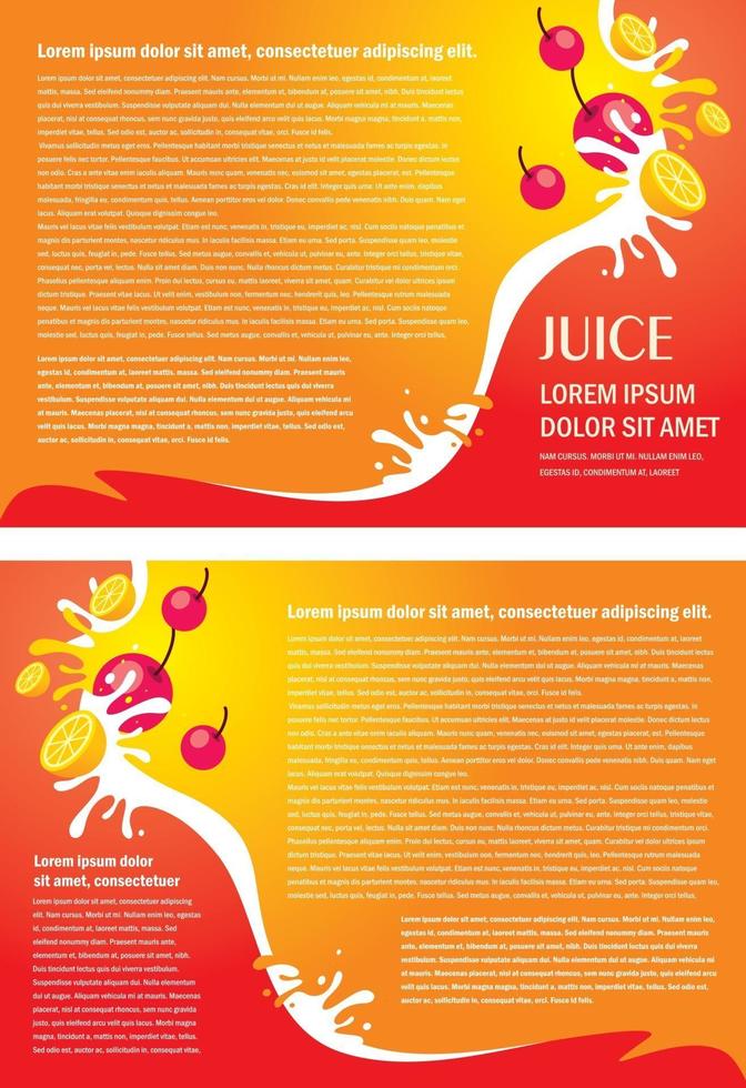 conception de brochure d'éléments de jus de fruits vecteur