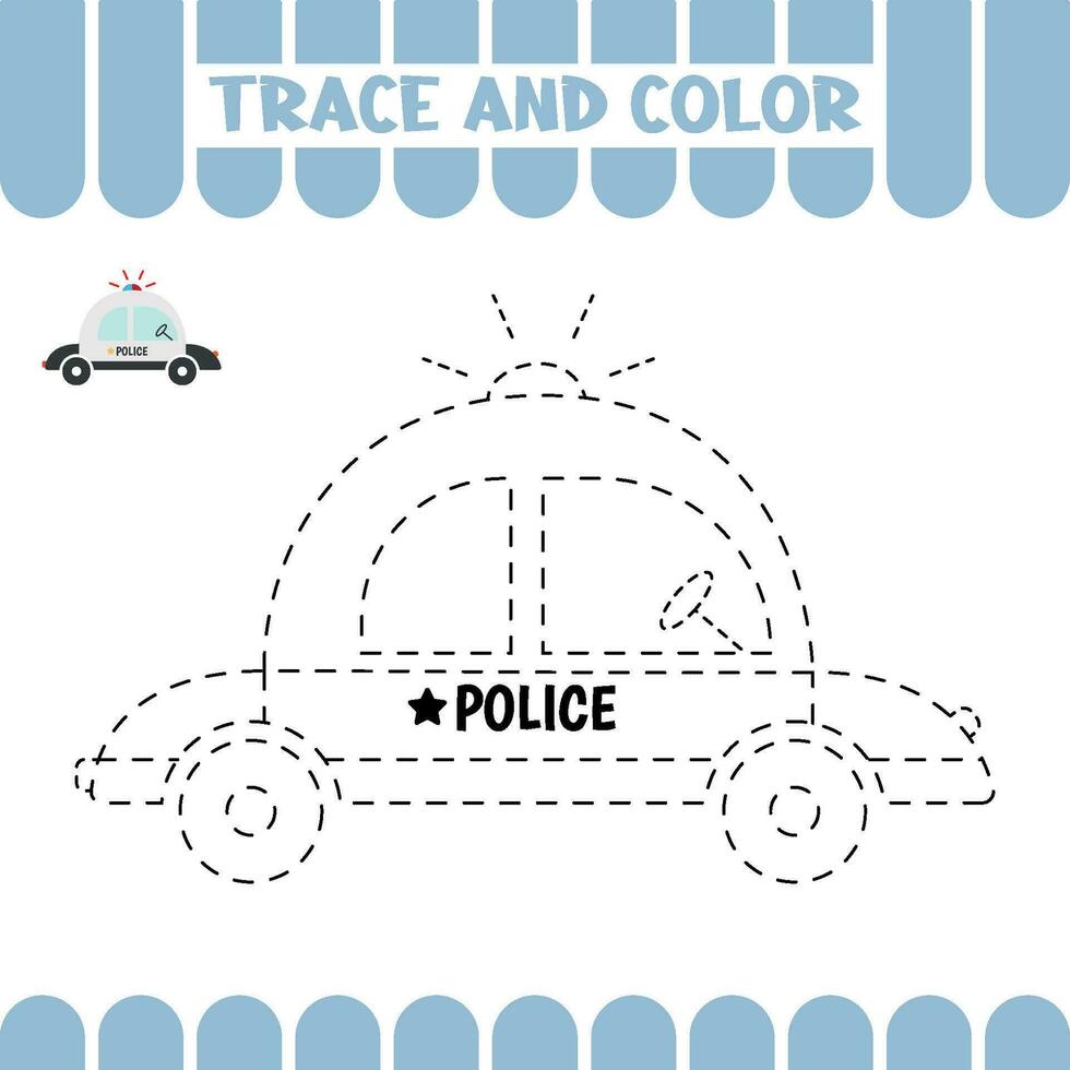 tracé éducatif page pour enfants. trace police. écriture entraine toi activité feuille de travail pour enfants d'âge préscolaire. vecteur