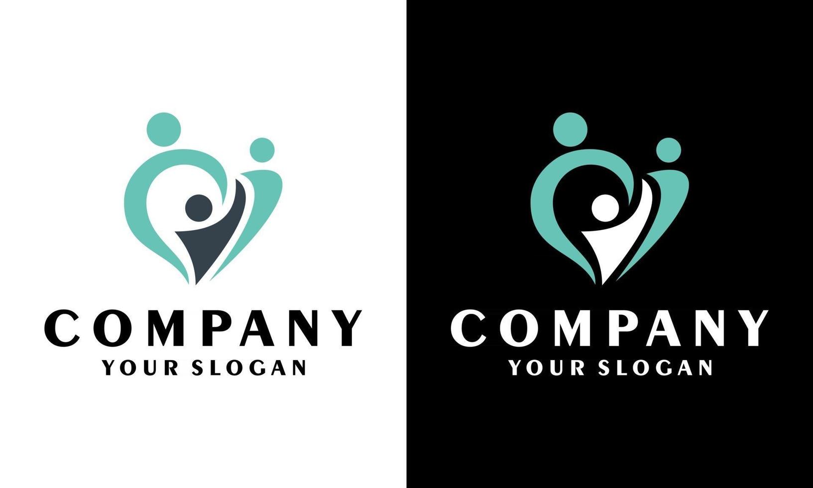 modèle de conception de logo de famille d'amour et de soins familiaux créatifs vecteur