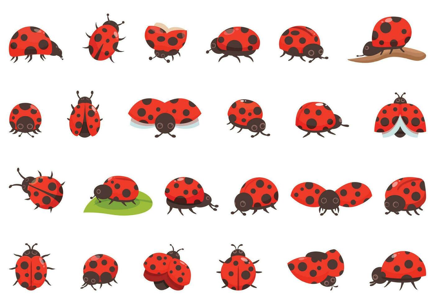 coccinelle Icônes ensemble dessin animé vecteur. punaise insecte vecteur