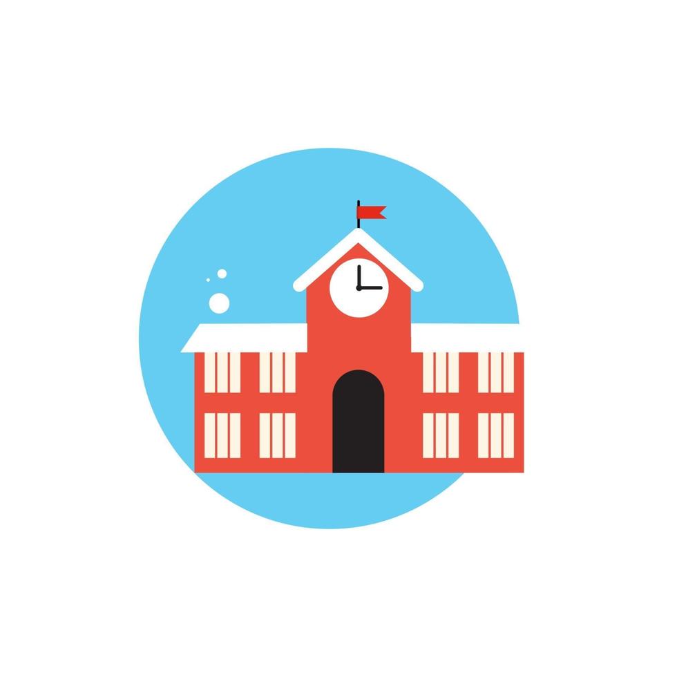 icône de ligne avec élément graphique plat d'illustration vectorielle de bâtiment scolaire vecteur