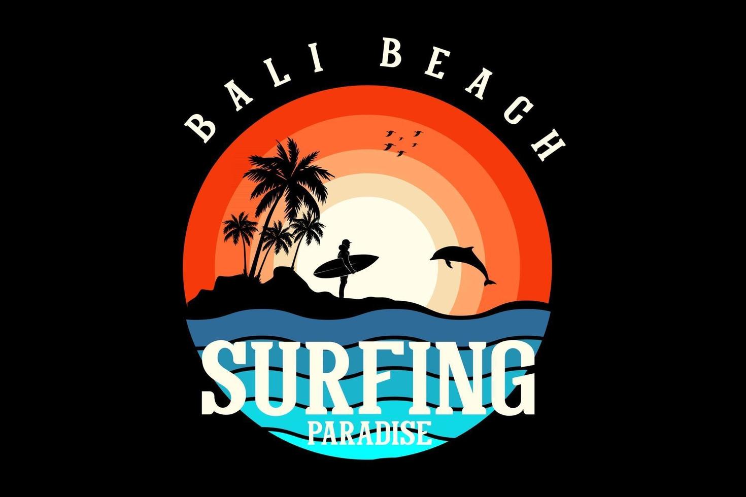 bali plage design silhouette rétro style vecteur