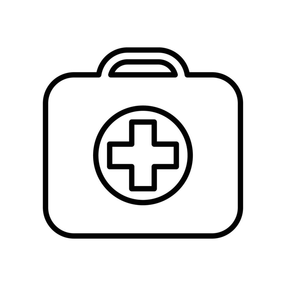 ambulance valise icône. premier aide trousse, médical Cas sac, médicament boîte avec traverser urgence symbole. clinique équipement pour porter secours diagnostique. vecteur illustration conception.