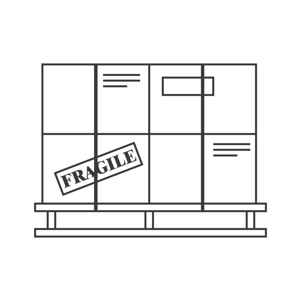 boîtes sur une illustration d'icône de ligne de palette pour la logistique. vecteur