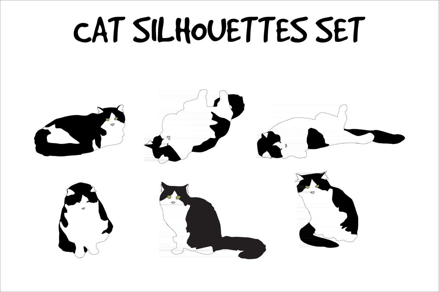 chat, silhouettes, ensemble, vecteur, eps, 10 vecteur