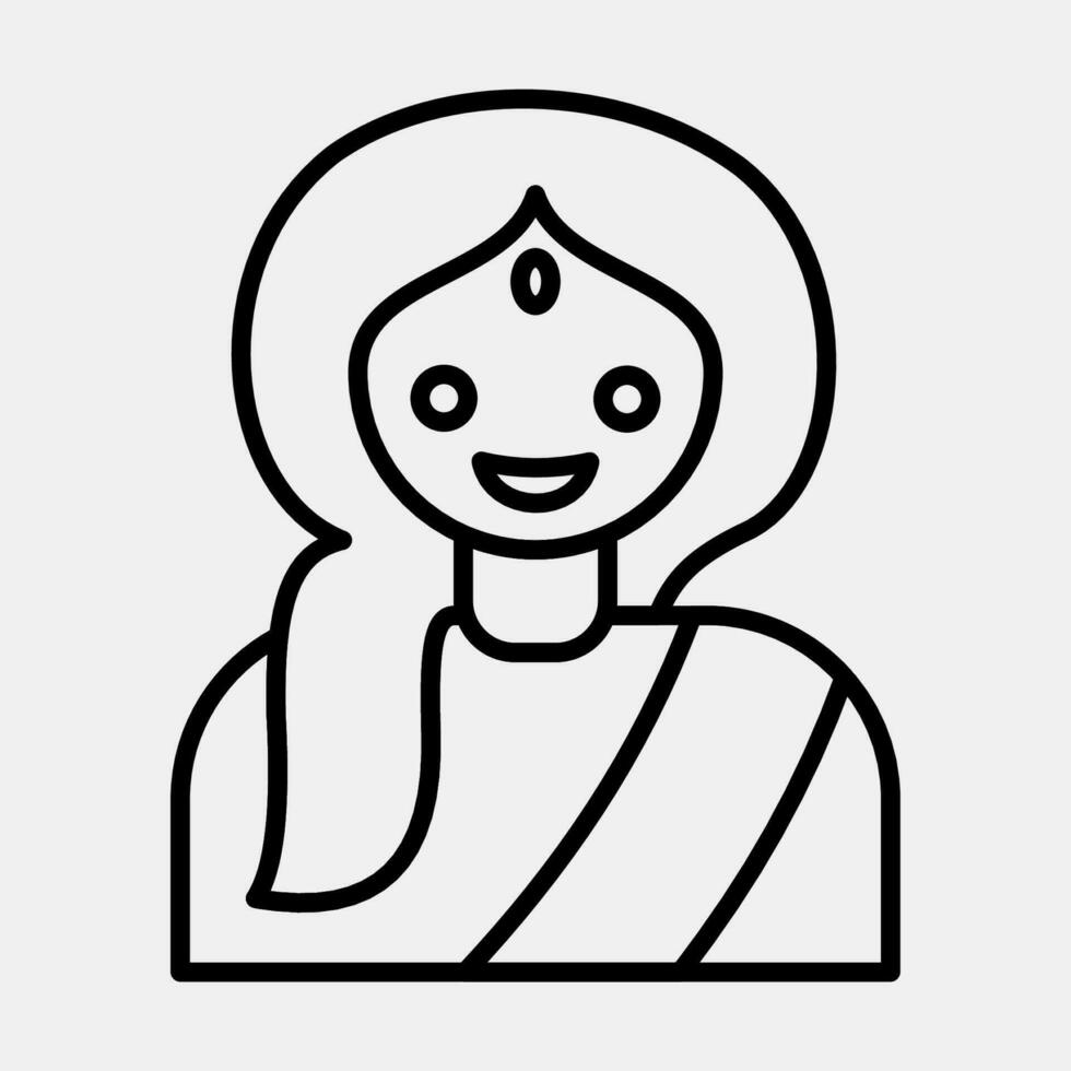 icône Indien fille. diwali fête éléments. Icônes dans ligne style. bien pour impressions, affiches, logo, décoration, infographies, etc. vecteur