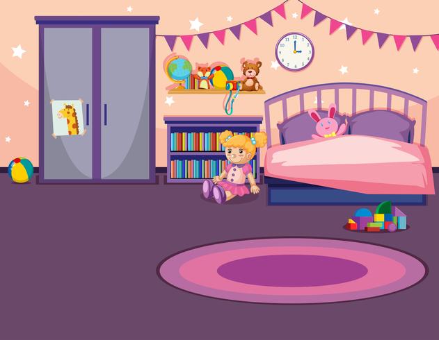 Intérieur d&#39;une chambre de filles vecteur