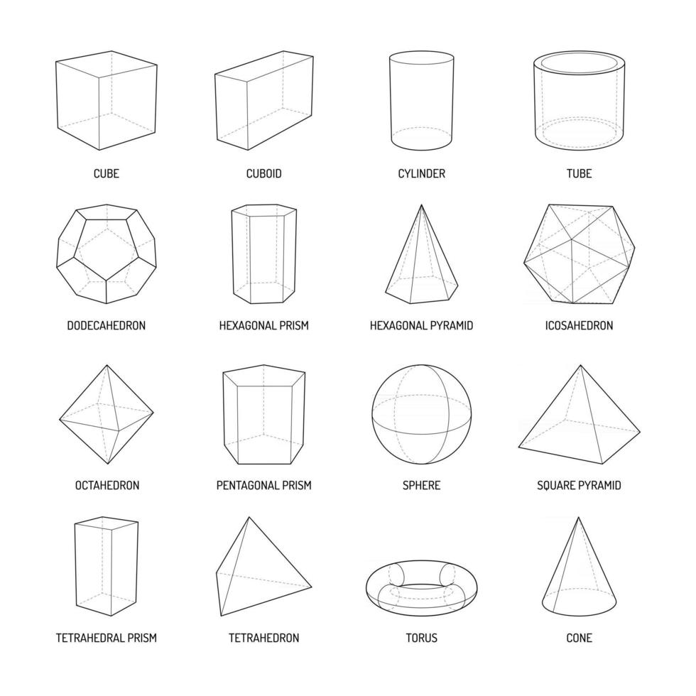 Ligne de formes de stéréométrie de base set vector illustration