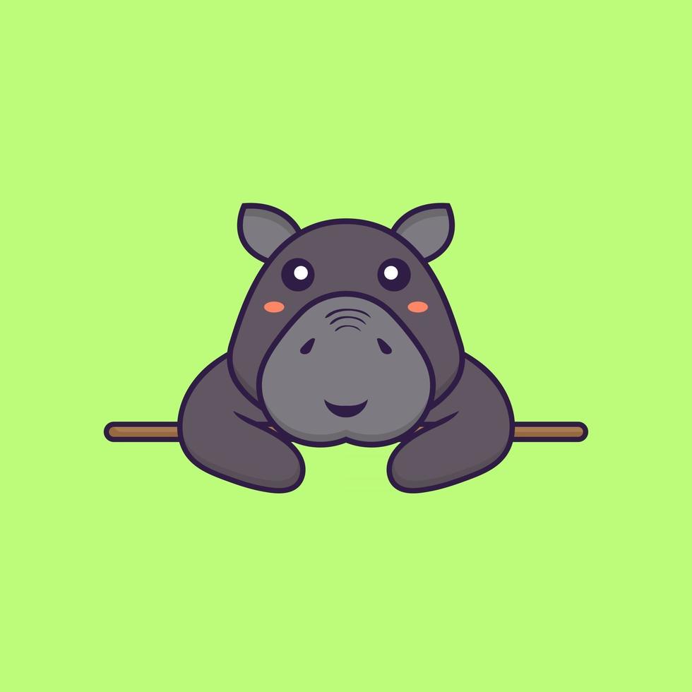 hippopotame mignon couché. concept de dessin animé animal. vecteur