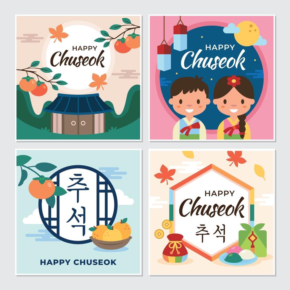 joyeux chuseok carte de vœux vecteur