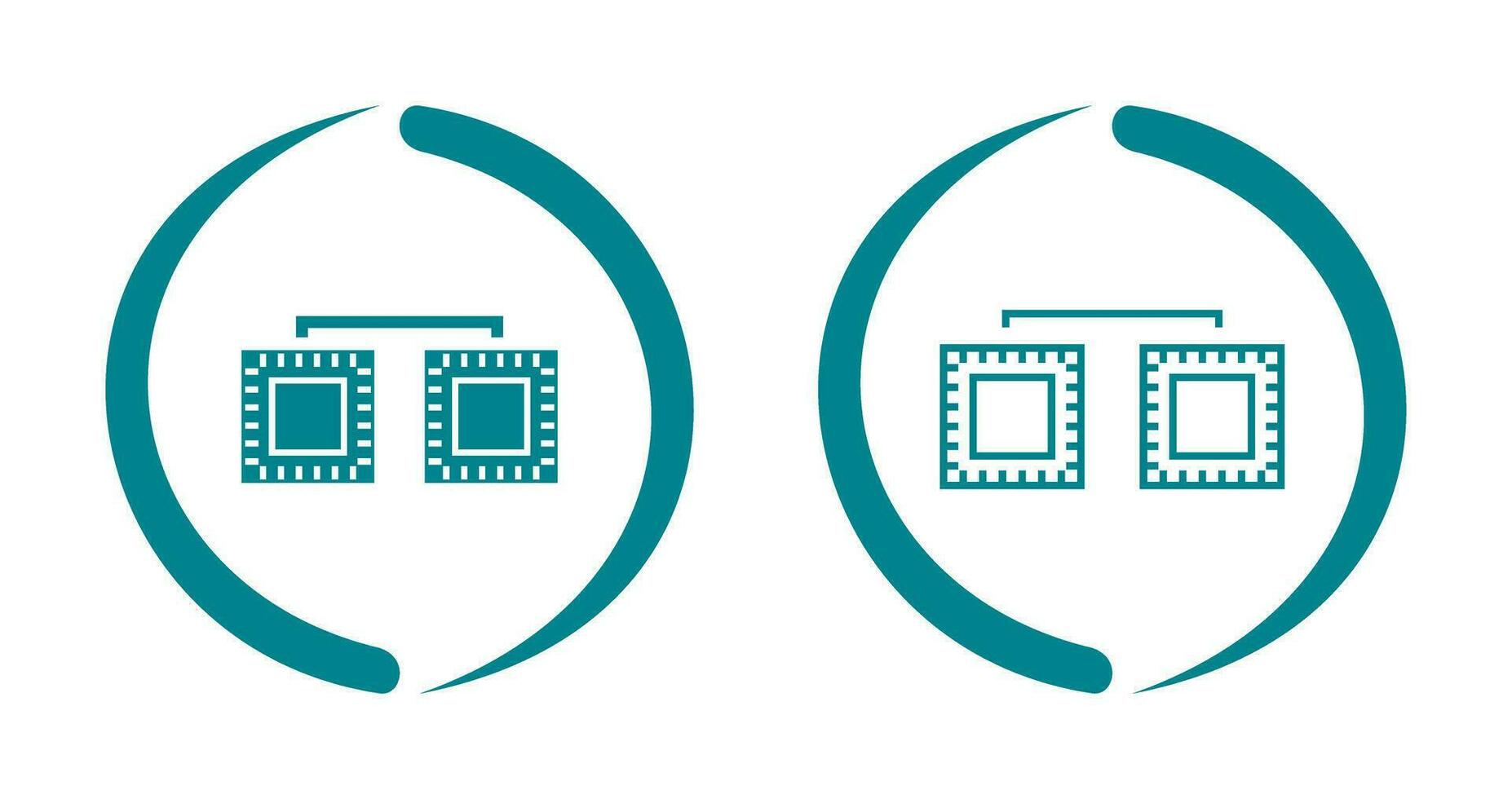 icône de vecteur connecté de processeurs uniques