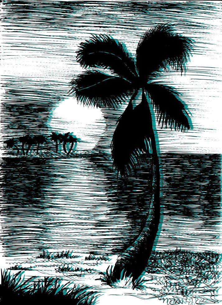 illustration vectorielle été tropical avec palmier vecteur