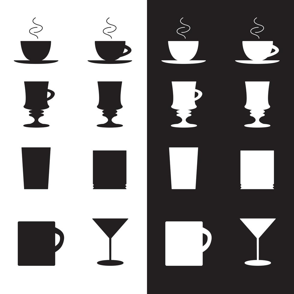 vecteur, ensemble, de, tasses, et, verres vecteur