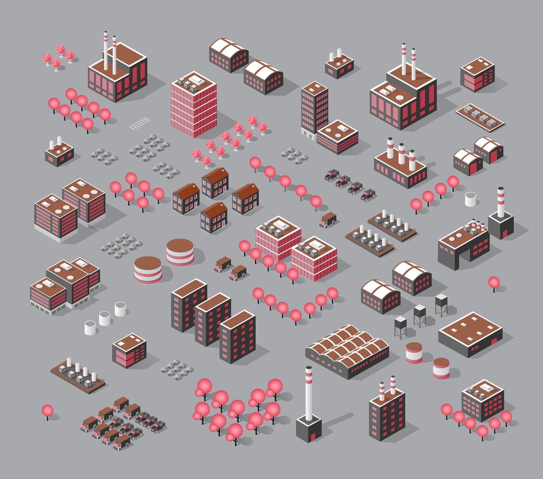 un ensemble de bâtiments industriels vectoriels, d'entrepôts, d'usines vecteur