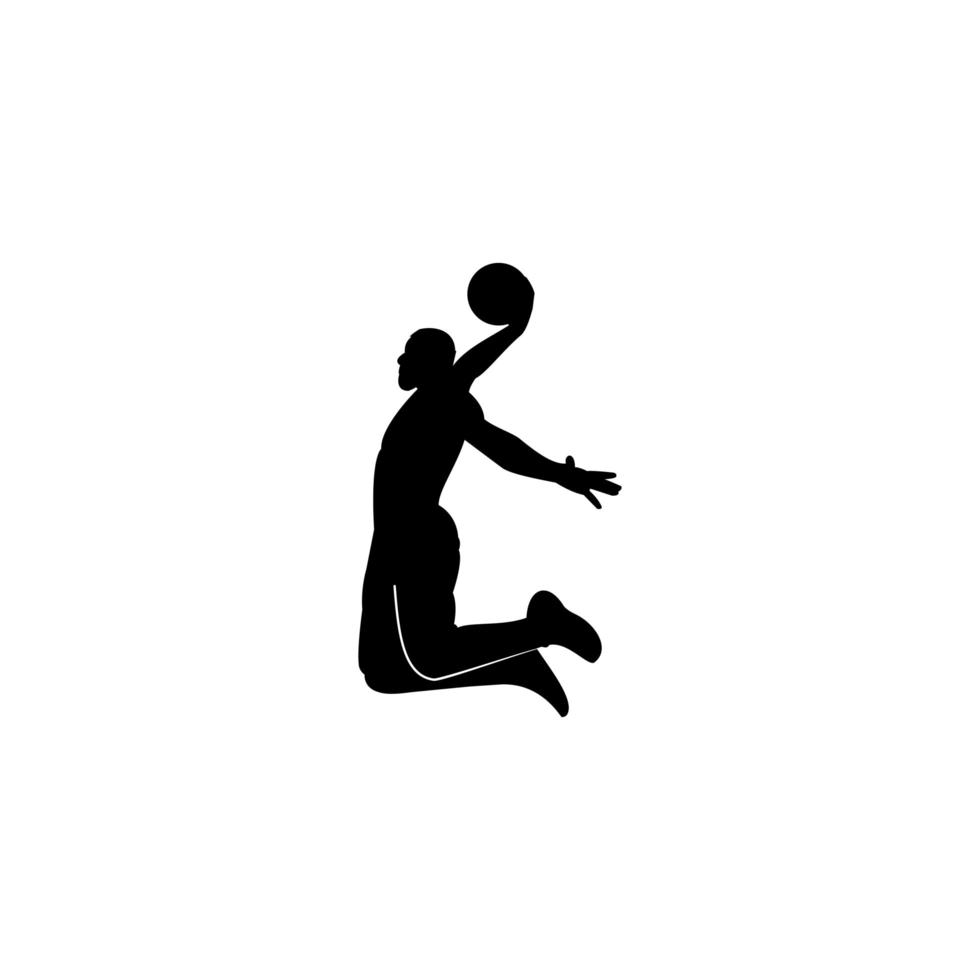 joueur de basket-ball de conception de silhouette, illustration d'icône de vecteur de sports.