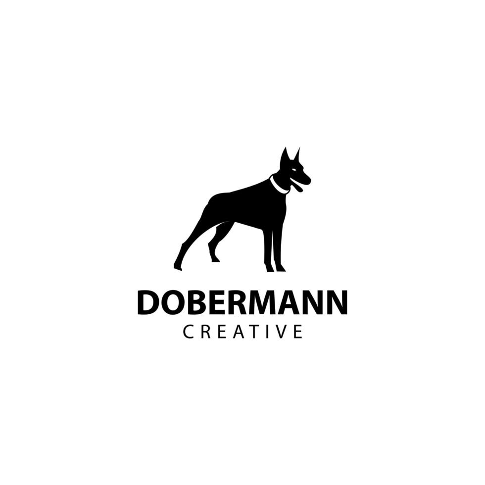 silhouette de doberman, illustration d'icône de vecteur de conception animale