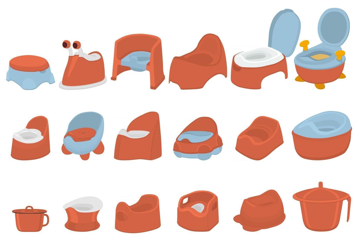 illustration sur kit thème pots en plastique pour bébé avec poignée confortable vecteur