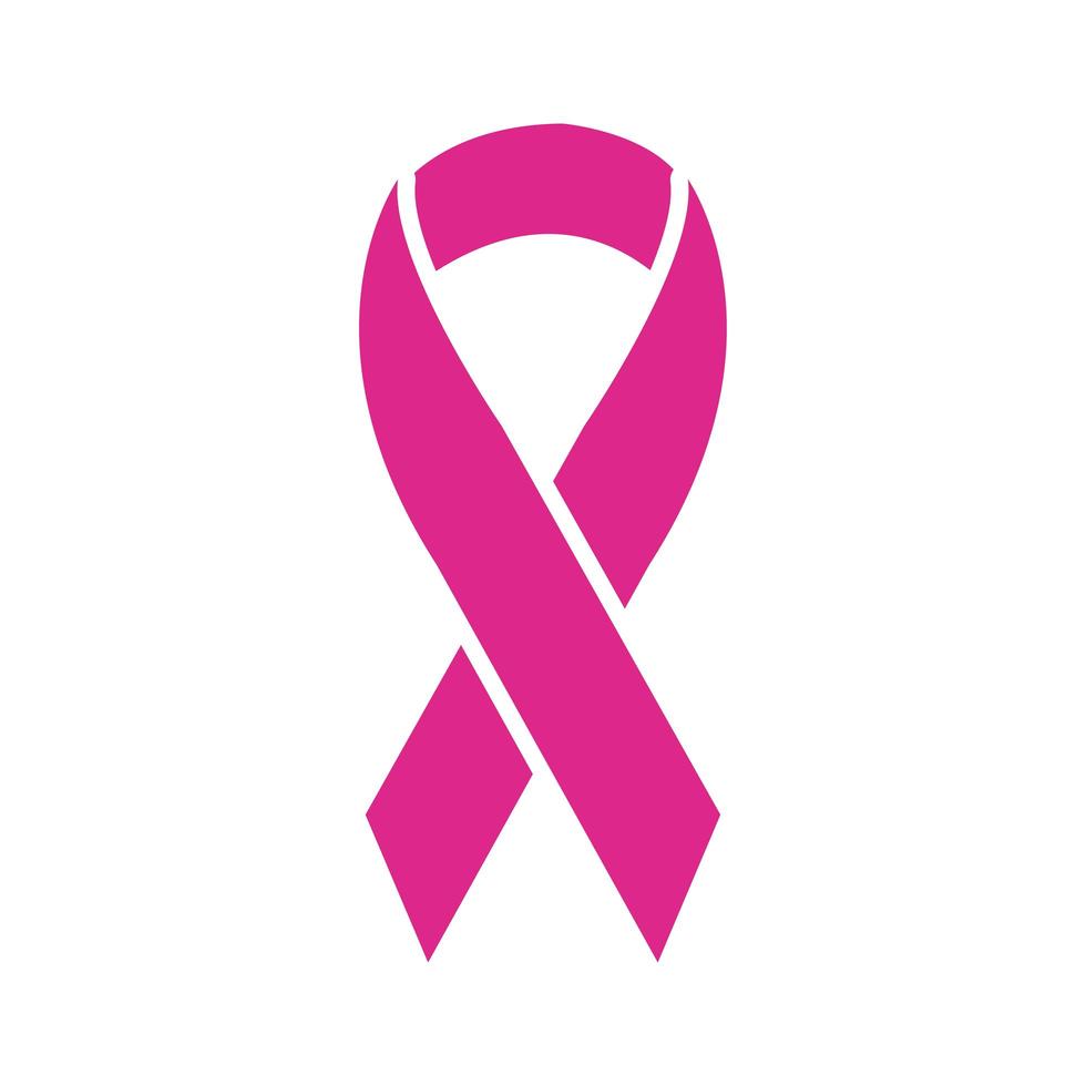 icône de style de silhouette ruban rose cancer du sein vecteur