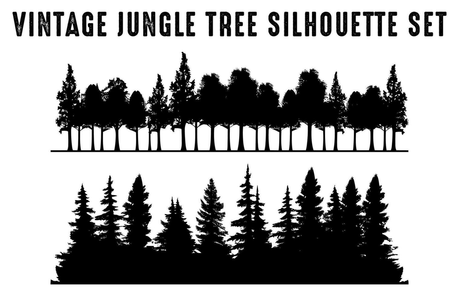 ancien forêt pin des arbres silhouette vecteur, ensemble de pin arbre silhouette forêt, pin des arbres paquet vecteur