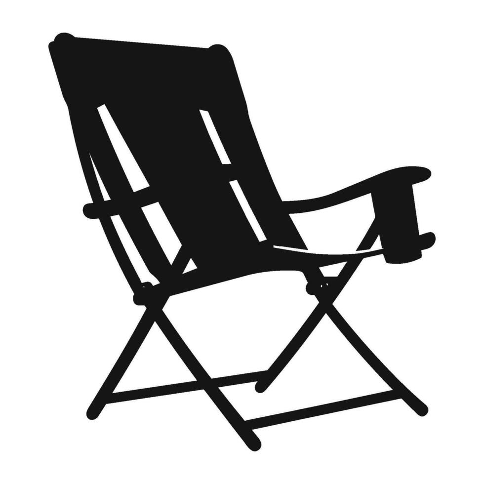 camping chaise vecteur silhouette, noir silhouette de camping chaise clipart