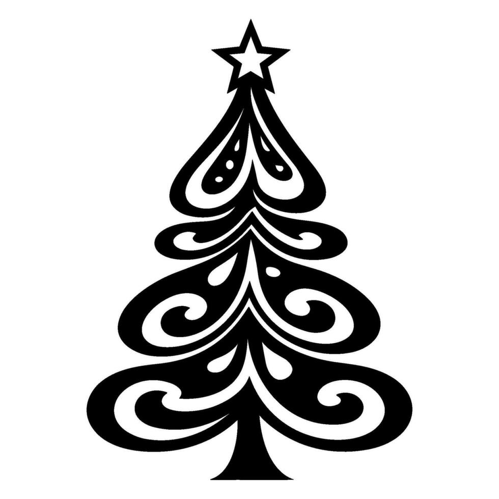Noël arbre vecteur silhouette clipart, ancien arbre arbre vecteur illustration