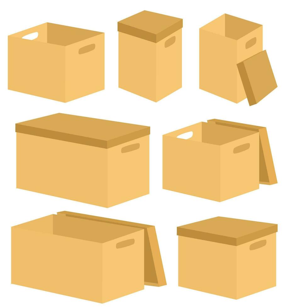 marron papier carton boîte collection vecteur