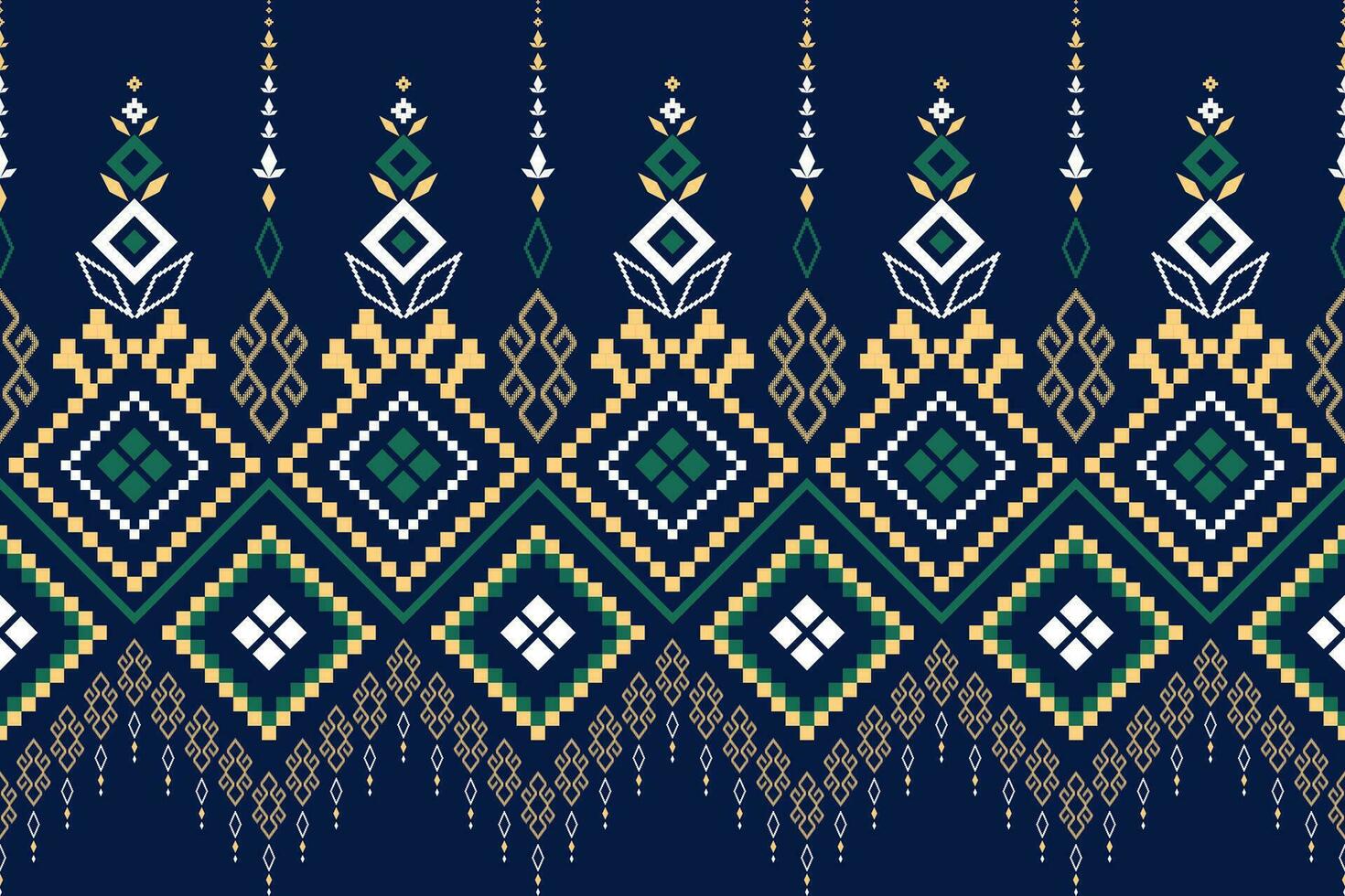 indigo marine bleu géométrique traditionnel ethnique modèle ikat sans couture modèle frontière abstrait conception pour en tissu impression tissu robe tapis rideaux et sarong aztèque africain Indien indonésien vecteur