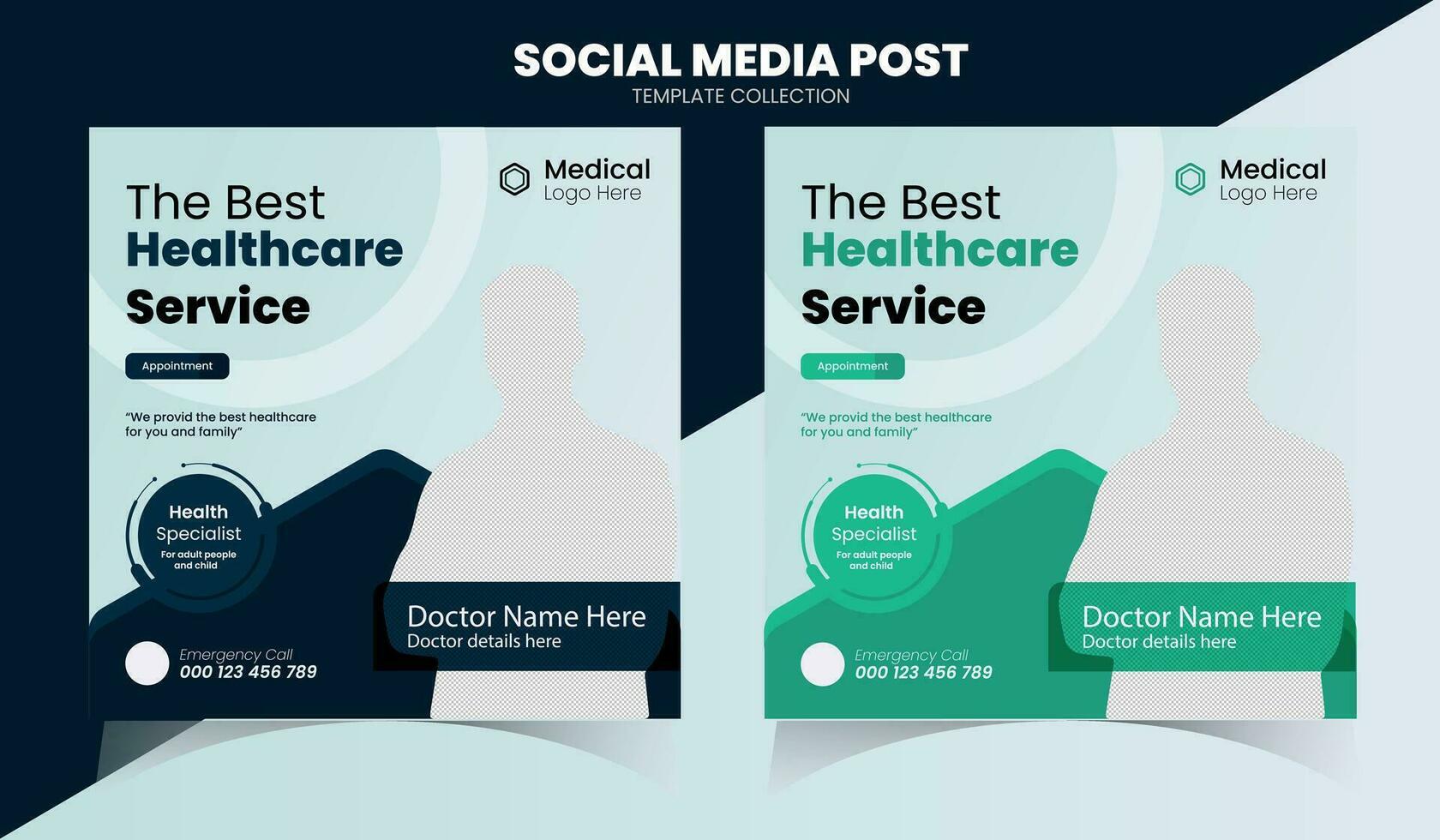 modèle de publication sur les médias sociaux et de bannière Web sur les soins de santé médicaux vecteur