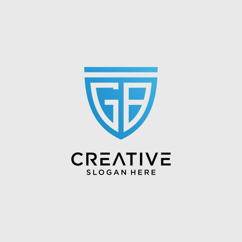 Créatif style gb lettre logo conception modèle avec bouclier forme icône vecteur